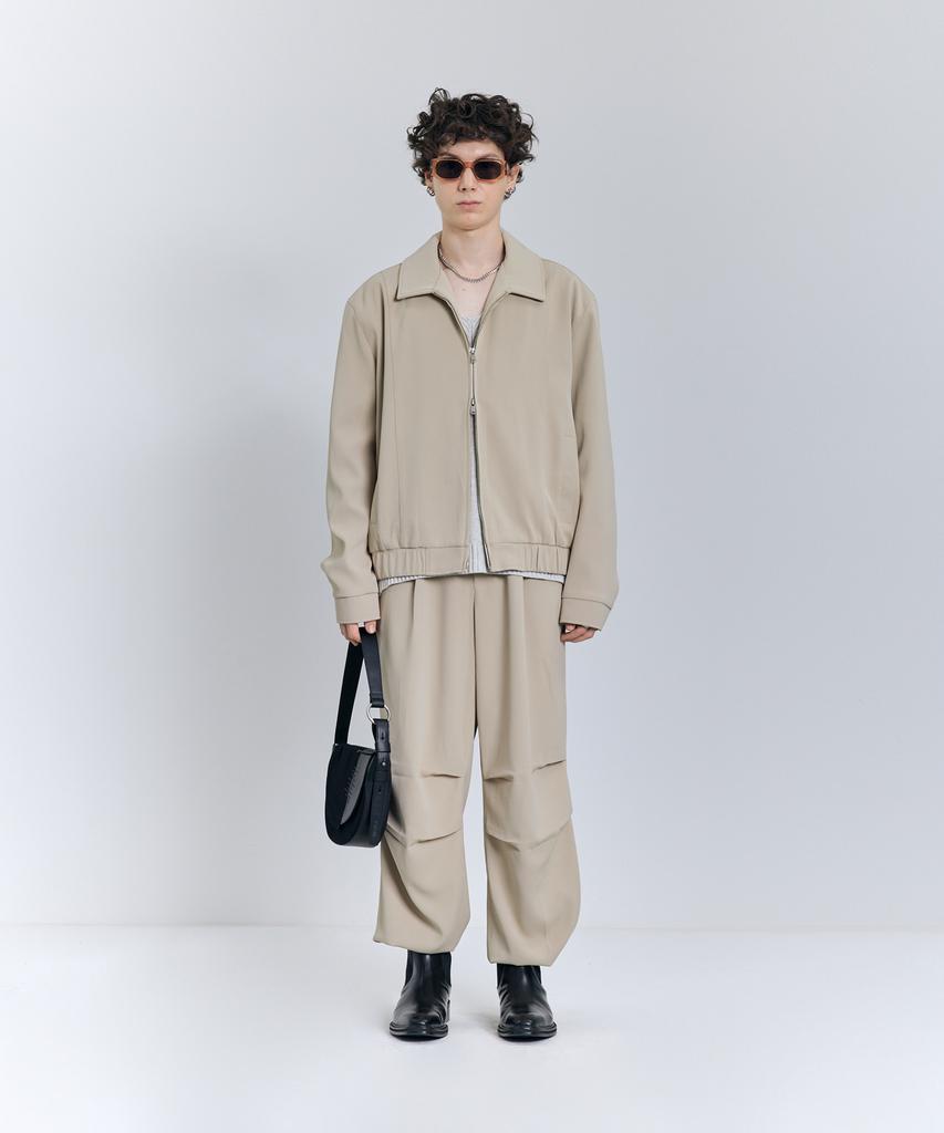 IRONYPORNO WHITELINE 86-Iro269 Monotone Parachute Wide Pants Light Beige