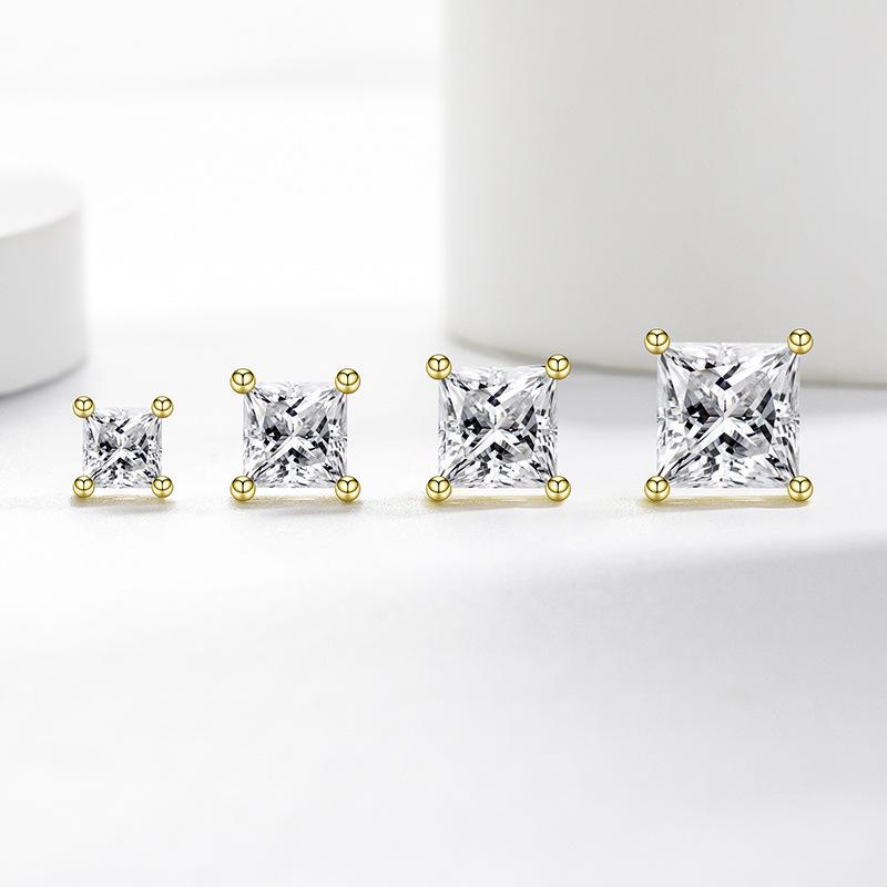 Cyrkoniowe Proste Kwadratowe Kolczyki - Styl Europejski i Amerykański