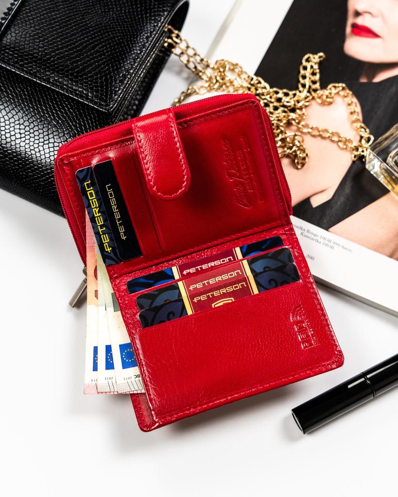 Peterson Leather Wallet PTN RD-46-GCL-3175 Red