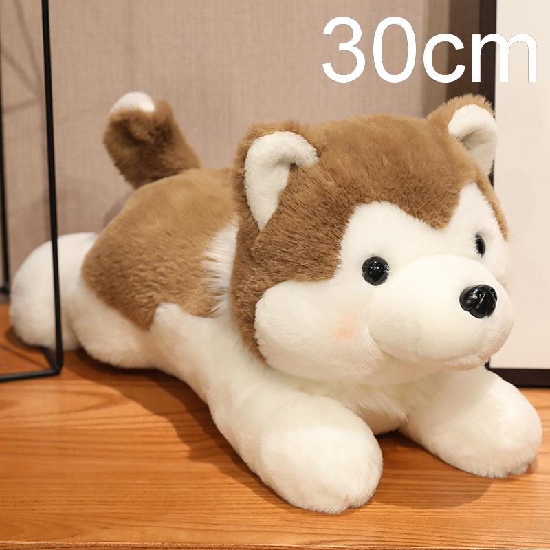 1 Piece 30/40Cm Stuffed Animal Soft Kawaii Lying Brown Pet Puppy Pillow Doll Toys Cute Husky Dog Plush Toy For Xmas Gift