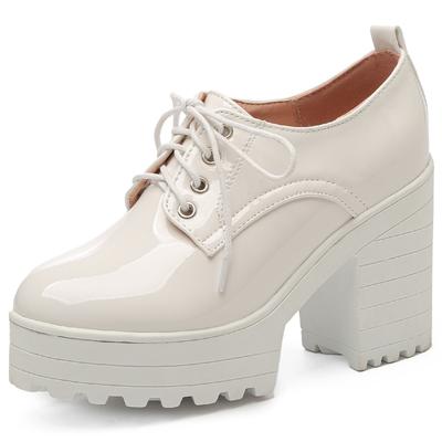 Lace-up Pumps Shoes Woman Platform Punk High Heels Female Sexy Black White Beige Women's Heeled Round Toe Party Shoes Ladies