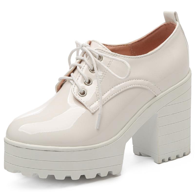 

Туфли-лодочки на шнуровке Женские туфли на платформе Панк Высокий каблук Женские Сексуальные Черные Белые Бежевые Женские туфли на каблуке С круглым носком Вечерние туфли Женские 43 светло-бежевый