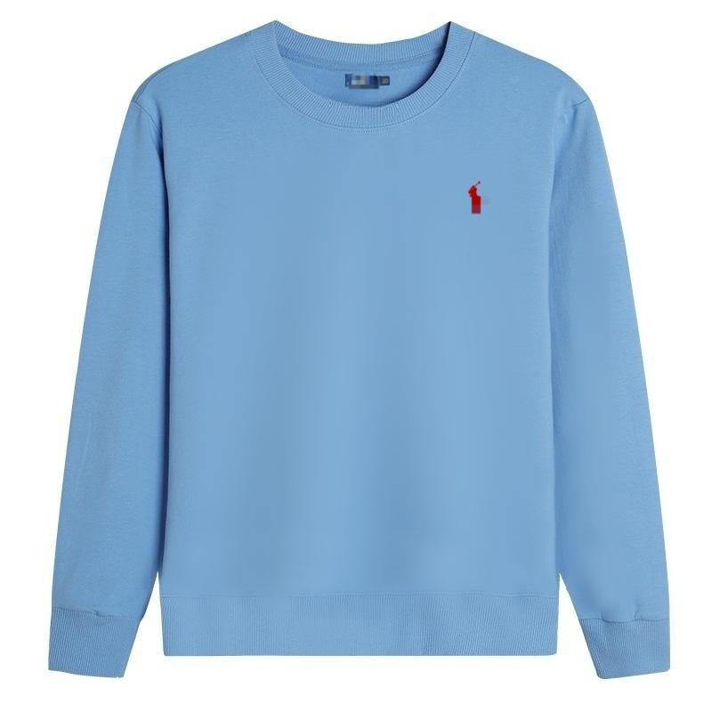 Mens Cotton Crewneck Long Sleeve Pullover Sweatshirt With Embroidered Classic British Style Slim Fit