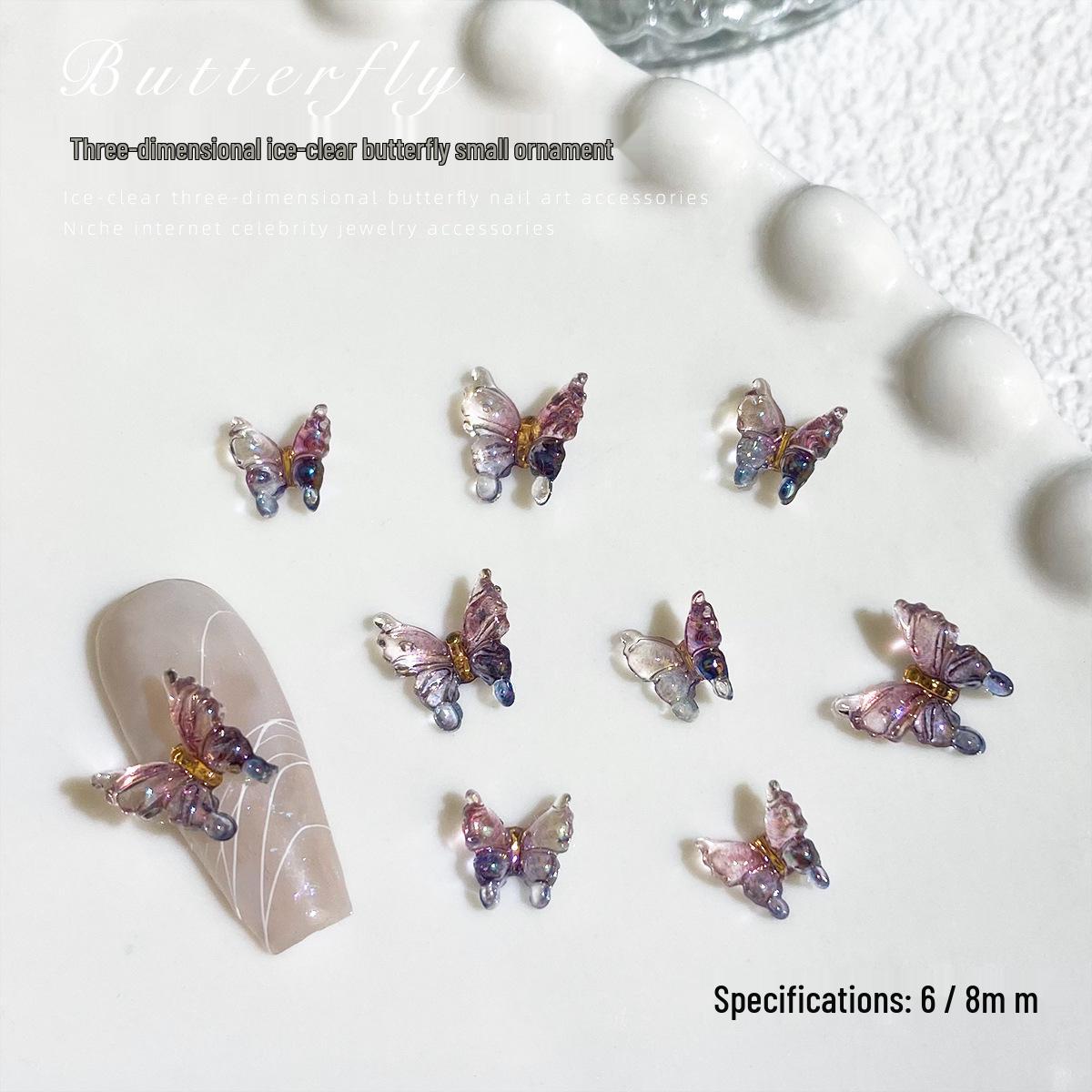 Iridescent Fairy Butterfly Nail Art Decorations: 3D Resin Small & Large Butterflies