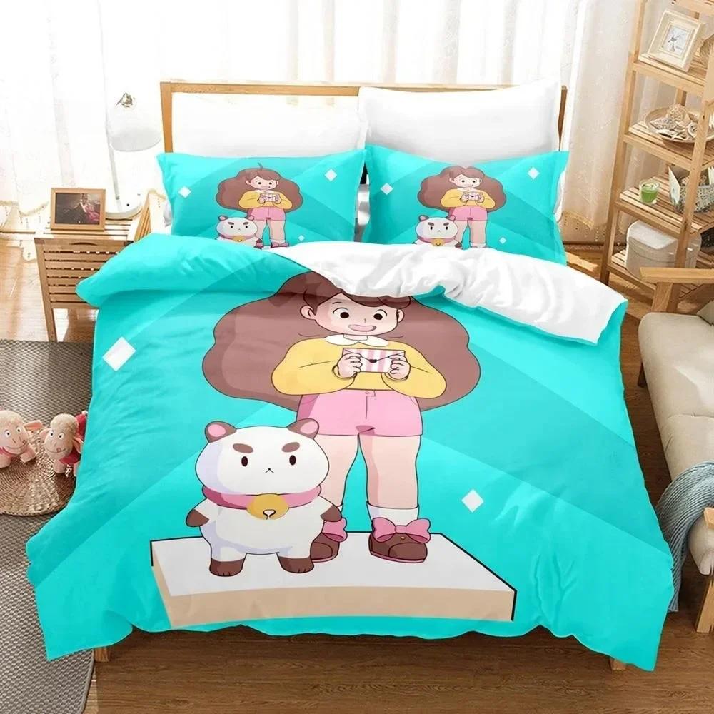 3D Anime Biene und Puppycat Gedrucktes Bettset Bettbezug Kissenbezug Bettwäscheset Bettwäsche Bettlaken Steppdeckenbezug Full Queen King Size