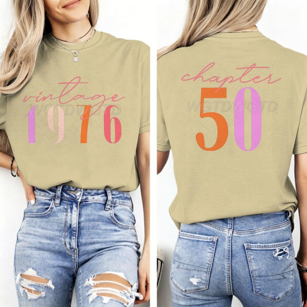 50th Birthday Short Sleeve Graphic Tee Unisexs Vintage 1976 Chapter 50 Print Tshirt Ladies Limited Edition 1976 T Shirt