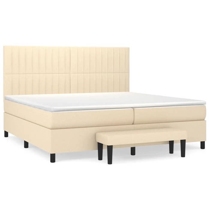 Slatted Bed Base with Mattress - Maison Exclusive - 200x200 Cm - Adjustable Headboard - Cream