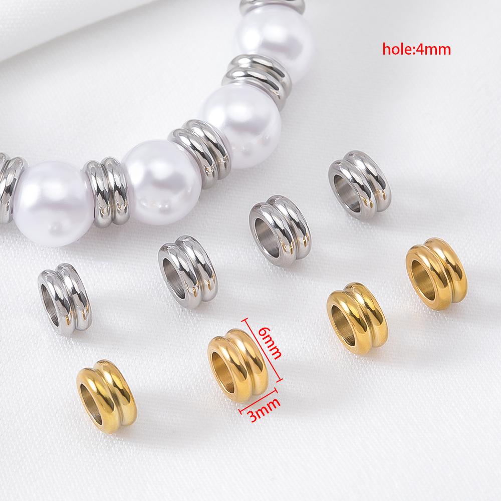 10pcs Stainless Steel Spacer Loose Bead Big Hole Beads Bamboo Drum Columnar Charm Pendant Bracelet Necklace DIY Jewelry Making