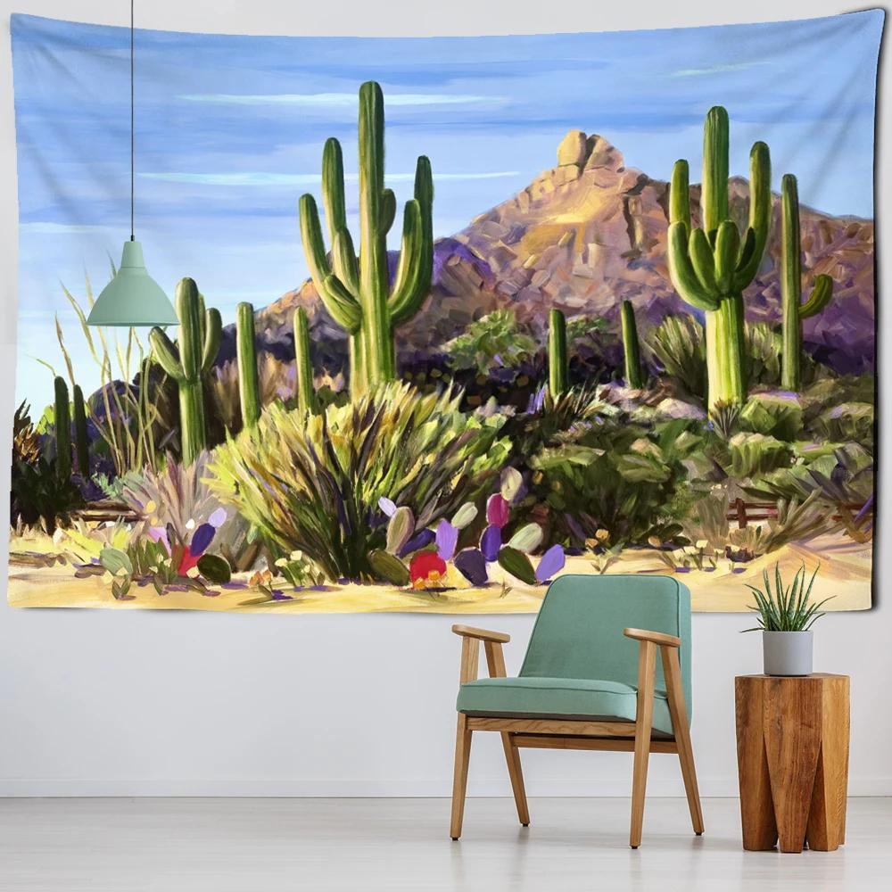 Cactus Tropical Plant Tapestry Wall Hanging Boho Style Hippie Cartoon Cute Children's Room Home Decor