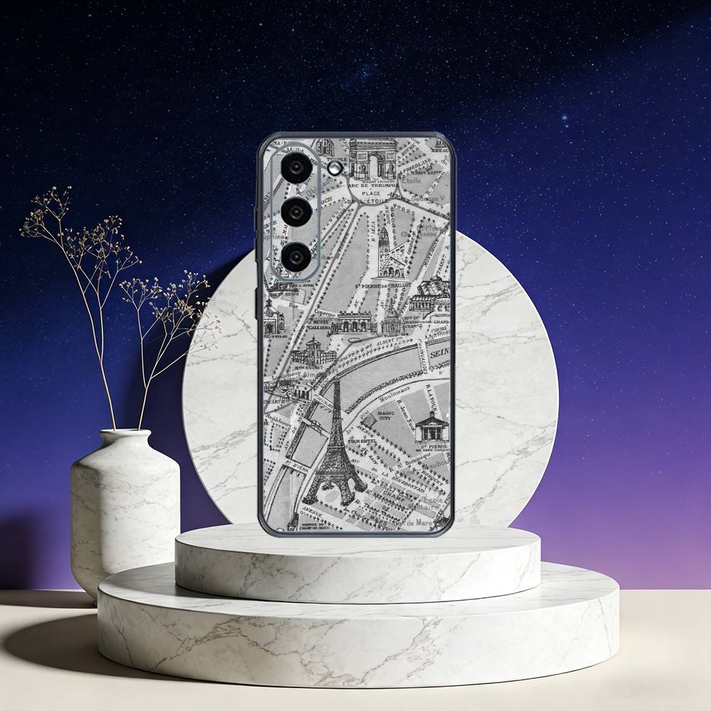 Famous City Sketch City Map Phone Case For Samsung Galaxy A73,A72,A71,A70,A53,A52,A51,Others Soft Black Cover