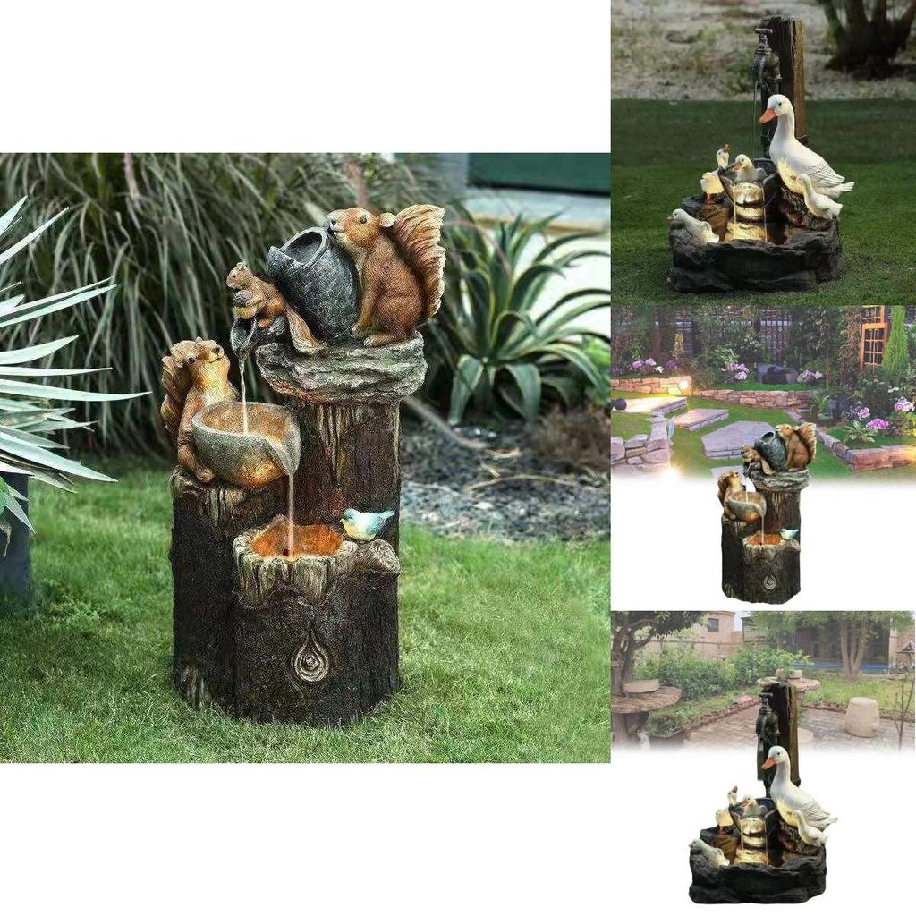 Whimsical Solar Resin Squirrel And Duck Yard Ornament Perfect For Gifts And Decorations