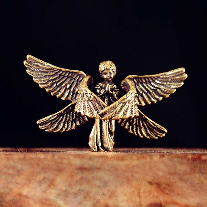 1pc Mini Angel Metal Ornament Desktop Decoration Metal Angel Model Character Statues Decorative Figurines Home Accessories