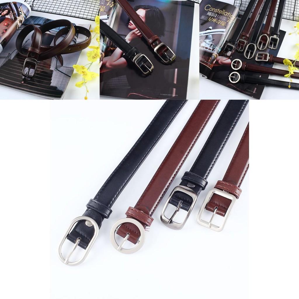 Simple Solid Color Oval Buckle Decoration Women Slim Waist Belt For Daily Office Wear