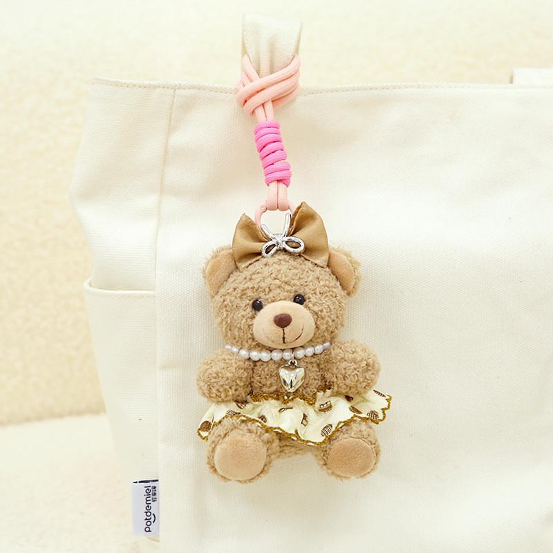 Søt Teddybjørn Dukke Liten Di Plysjleke Nøkkelring Ryggsekk Anheng Dekorasjon Gave