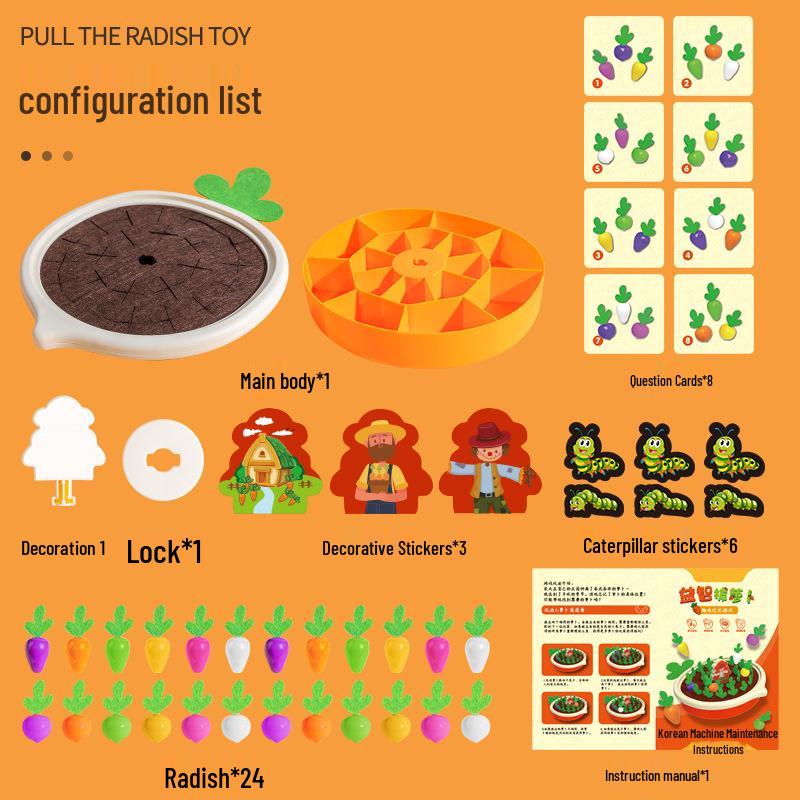 

Educational Pull Radish Toy for Toddlers: Fine Motor Skill Builder for Ages 1-2