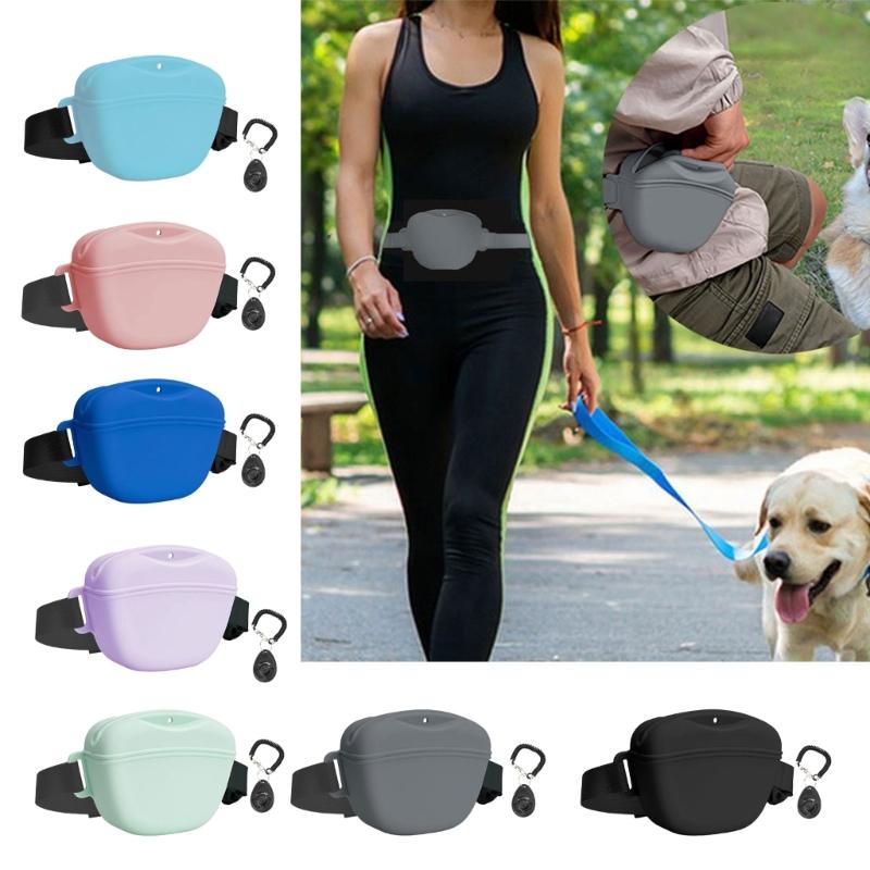Silikon-Leckerlibeutel für Hunde mit Hundetrainings-Clickern Wasserdichte Bauchtaschen für Training Belohnung Outdoor