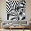 "Black and White Geometric Star Pattern" Patterned Tapestry Decorative Wall Hanging, Home Bedroom Living Room Decor