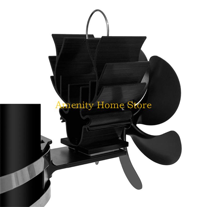 F26C Fireplace Fan,Heat Powered Stove Fan no Electricity Efficient Heat Distribution CN