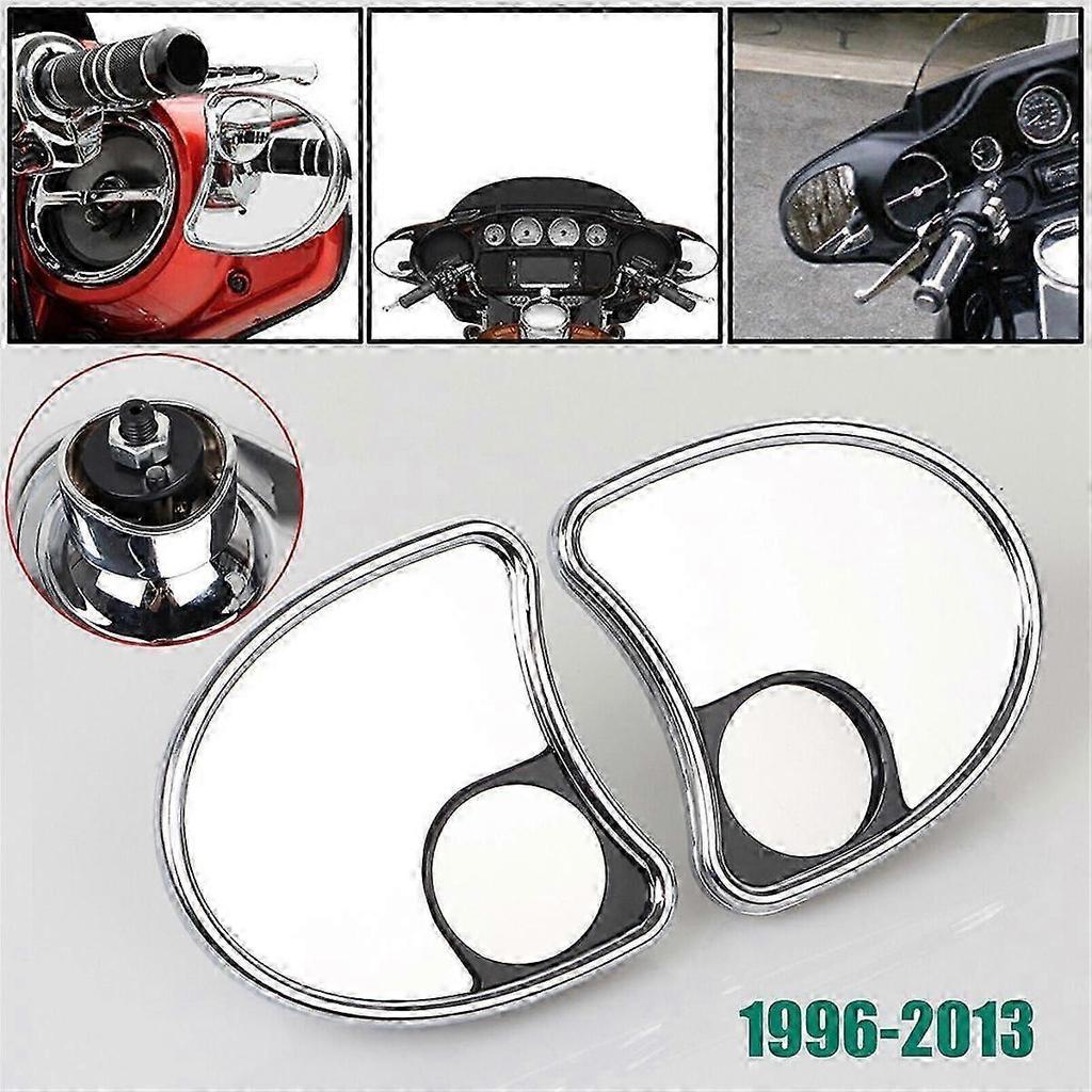 Chrome Batwing Inner Fairing Mount Side Mirrors with Blind Spot for Harley Touring