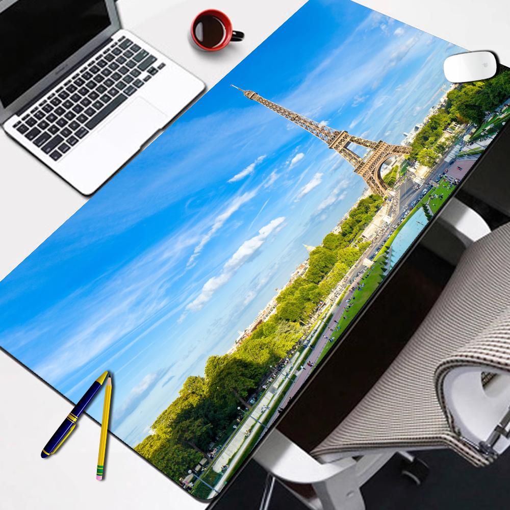 Large Gamer Mouse Pad Eiffel Tower Paris Desk Pad Laptop Gamer Desk Mat Extra Large Mousepad Carpet for Mouse Mats Office 400x800x2mm