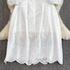 Retro Palace Temperament Round Neck Waist Show Thin Hook Flower Hollow a Word Lace Dress Elegant Large Skirt
