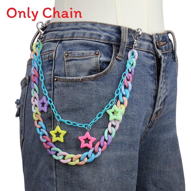Akrylowy Wisiorek Gwiazda Łańcuszek na Talie Z Metalowymi Ogniwami Dla Mężczyzn i Kobiet