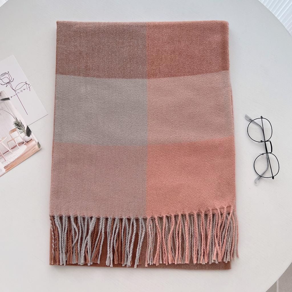 Scarf New imitation cashmere color plaid scarf female Korean version autumn and winter plaid scarf fringed shawl scarf