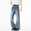 American Washed Retro Lyocell Jeans Men's Summer New Versatile Drape Trend Loose Straight Trousers