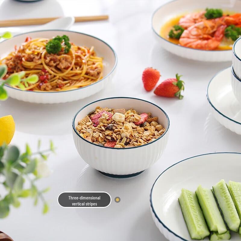 JieYajie T834 8-inch Underglaze Ceramic Soup Plate