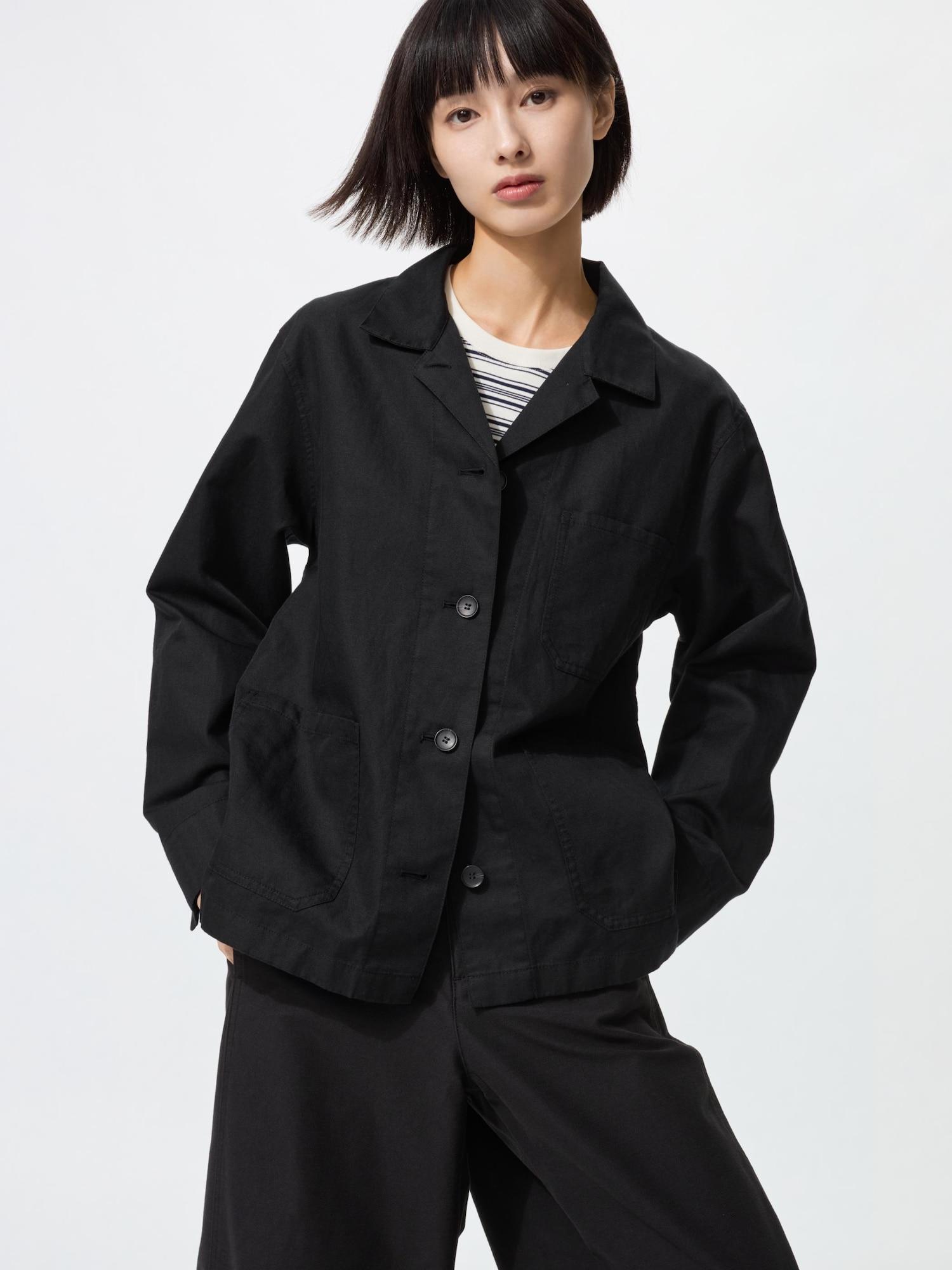 

Uniqlo Япония Льняная смесовая куртка-чоа 09 BLACK/XS