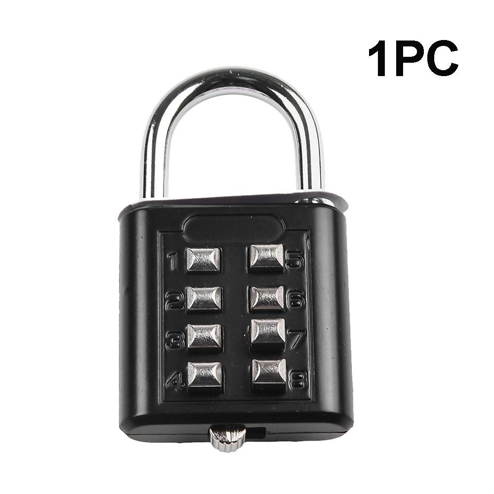8 Digit Combination Outdoor Padlock Waterproof Zinc Alloy Smart Lock with Key for Travel Luggage Storage Anti-Theft