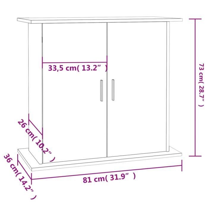 VidaXL Support pour aquarium gris béton 81x36x73 cm bois d'ingénierie 833603