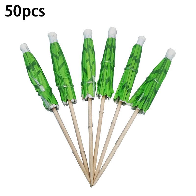 50Pcs Tropical Palm Tree Paper Umbrella Cocktail Food Fruit Picks Cupcake Toppers Hawaiian Birthday Party Wedding Decorations
