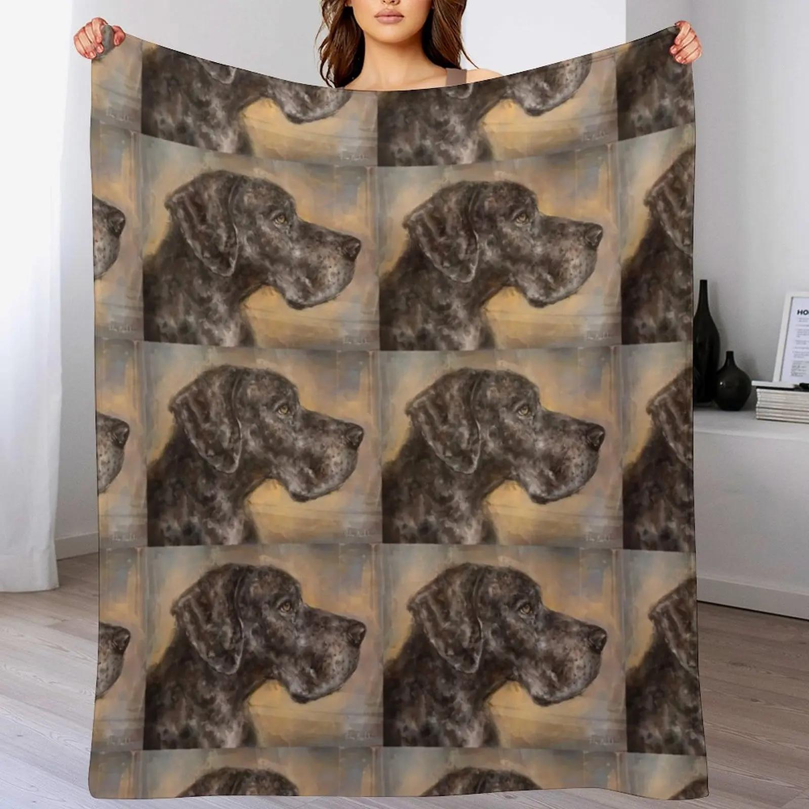 

Painting of a Brown Brindle Great Dane Throw Blanket Fade Resistant Durable Throw Blanket 102x76cm(40x30in)