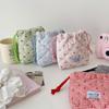 Small Cherrys Gingham Drawstring Bag For Travel Storage Organizing Small Items Portable Pouches