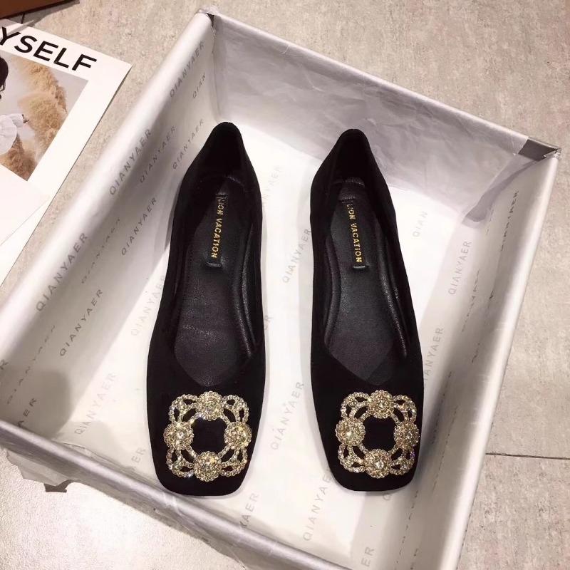 Fashion Pointed Flat Shoes for Women's Spring Summer New Shallow Cut Suede Soft Sole Black Women's Shoes Ladies Large Size 44
