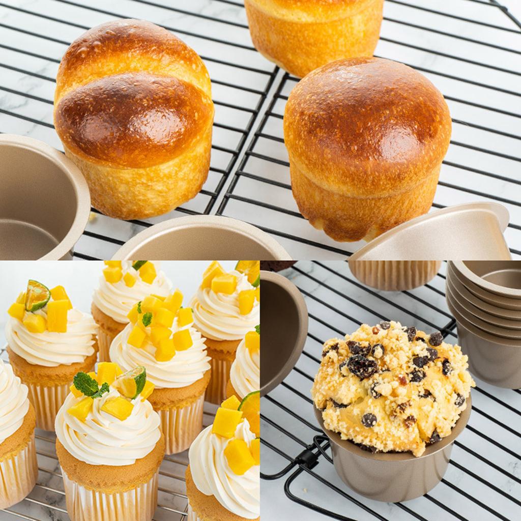 6 ks Vysoké formičky na muffiny, tepelně odolné pečicí formy, kuchyňské doplňky, karbonová ocelová pečicí forma pro použití na dezerty