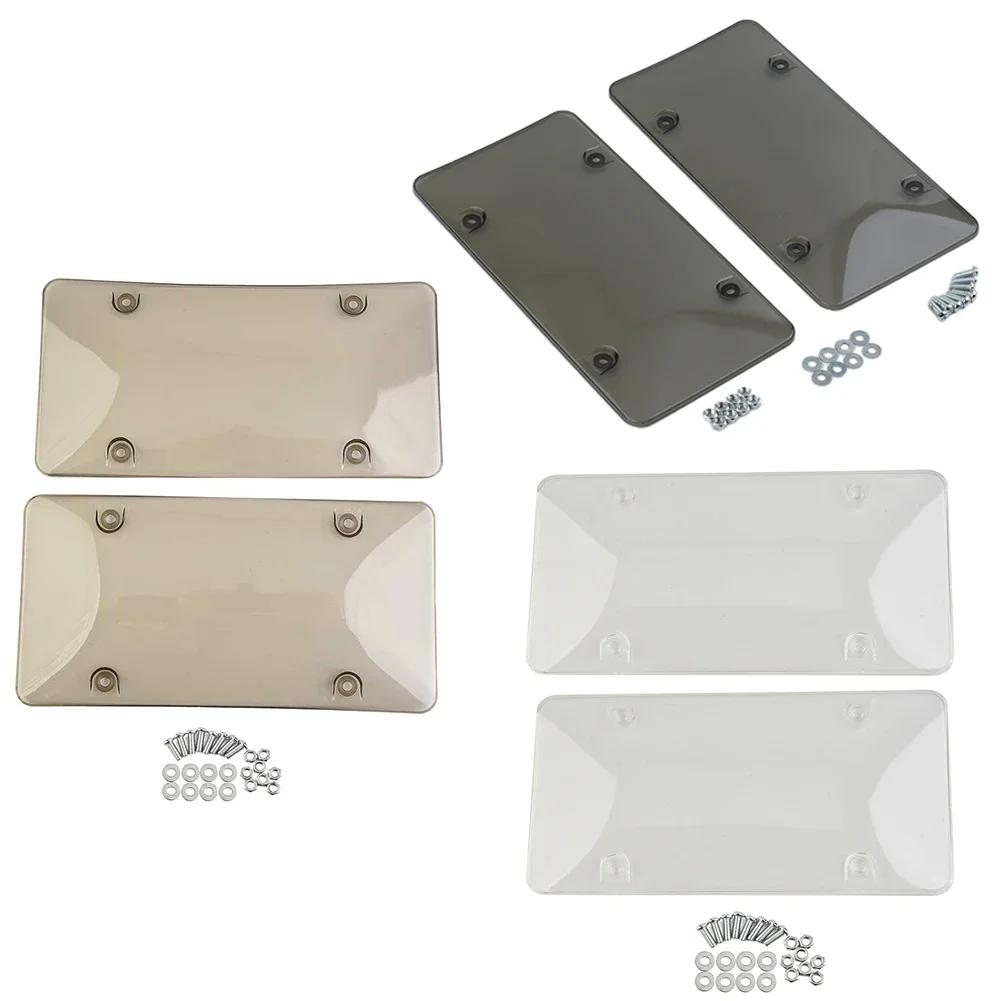 2Pack Car License Plate Tinted Tag Shield Cover Plastic Clear Protector Car License Plate Frame License Plate Accessories