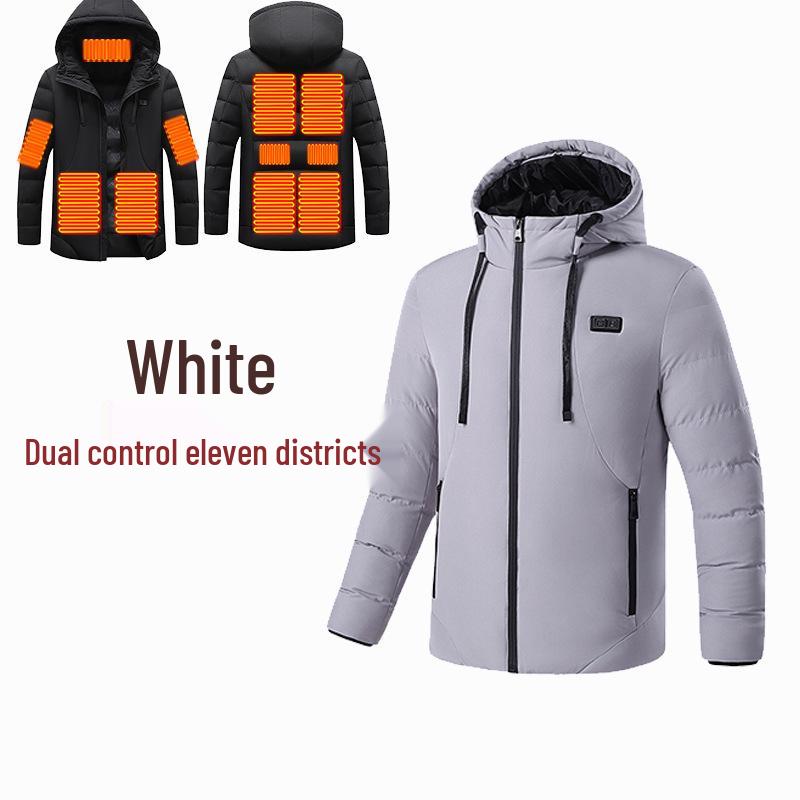 Men's Smart Heated Winter Jacket with Hood - Warm, Constant Temperature, Cold-Proof Cotton Coat