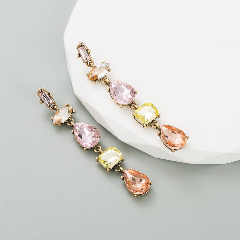 Women's Drop Earrings Simple Multi Layer Alloy Crystal Geometric Quality Premium Earrings