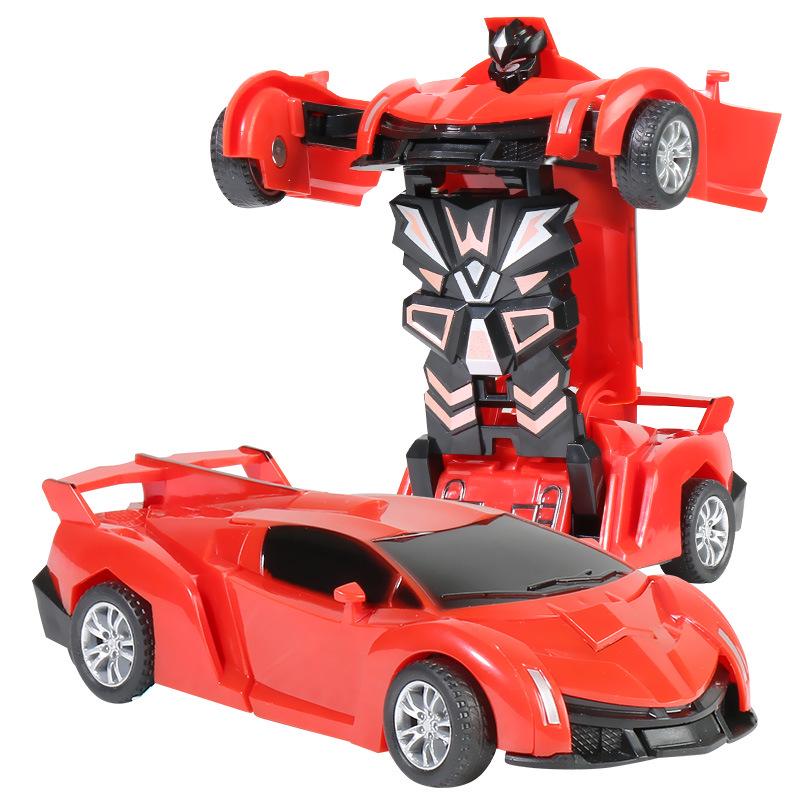 One-Key Transforming Bugatti Pull-Back Car Robot Toy