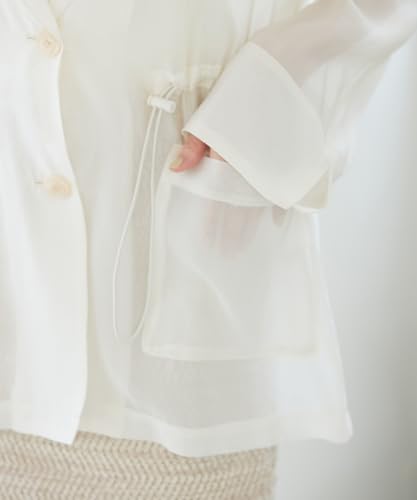 [BIS] Women's Drawstring Sheer Jacket, BVV14020, Natural (16)