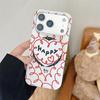 Korean Red Heart Magnetic Bracket Phone Case for iPhone 17/16 Pro Max/15 Pro