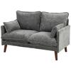 2 Seater Sofa, Loveseat Sofa with Spring Cushions, Wide and Deep Seat, Wood Legs, Grey
