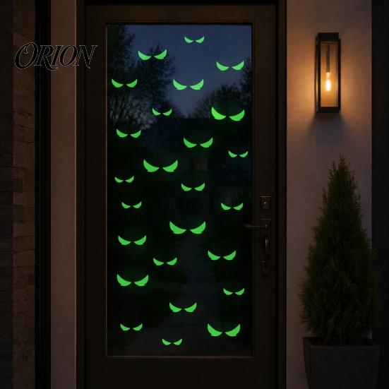 Scary Halloween Wall Decor Glow in The Dark Demon Eye Stickers, Luminous Ghost Long-lasting Signs Eyeball Decals, Waterproof Self-Adhesive Horror Deco