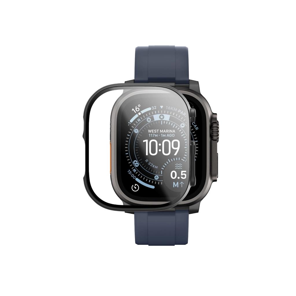 Szkło Ochronne Amazingthing Radix Z Etui Na Apple Watch Uitra 3 49 Mm - Czarne