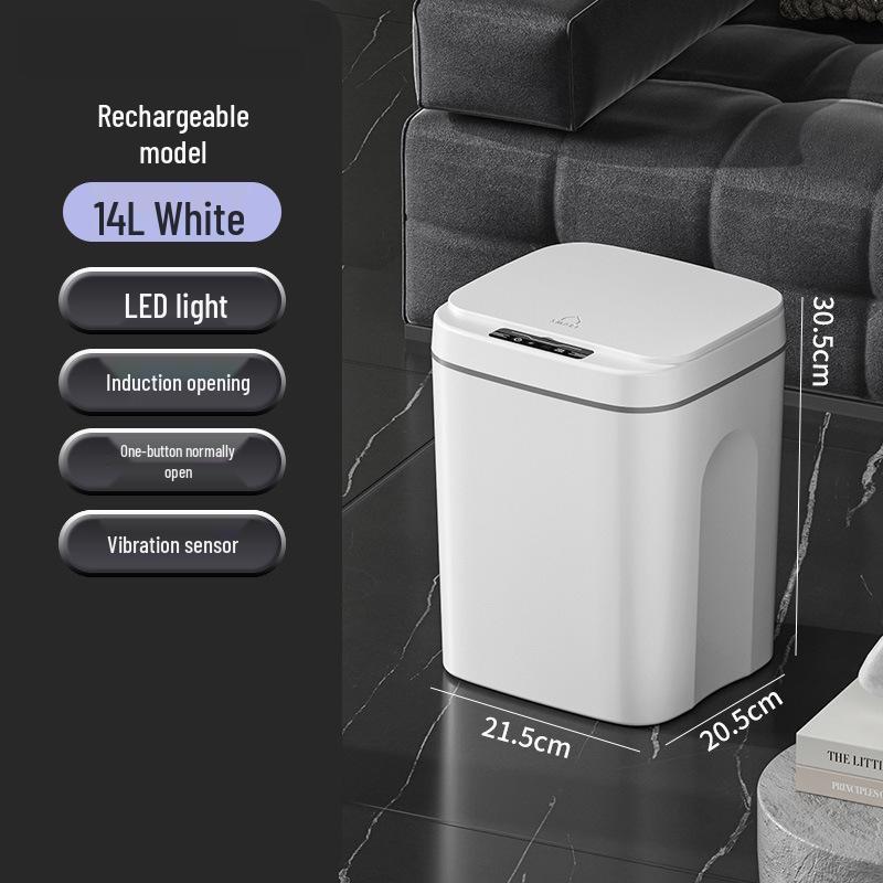 2026 Smart Induction Trash Can with Built-in Press Ring, Long Battery Life, 16L Capacity for Living Room