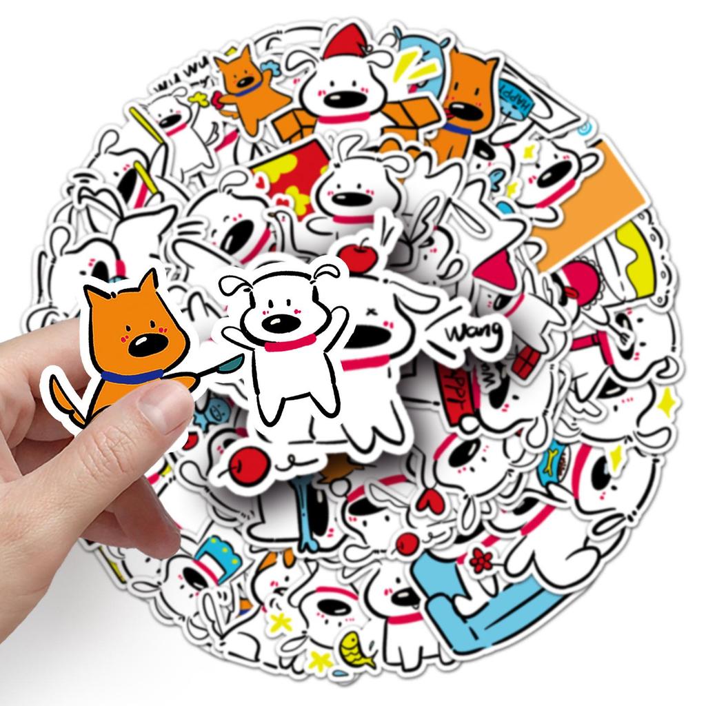 50 Cute Big-Nosed Puppy Cartoon Stickers for Suitcases and Phone Cases