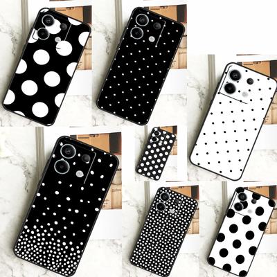 Black And White Polka Dot Case For Xiaomi Redmi Note 13 Pro 12 11 9 10 12S 11S 10S 9S Redmi 13 12 10C 12C 13C Cover