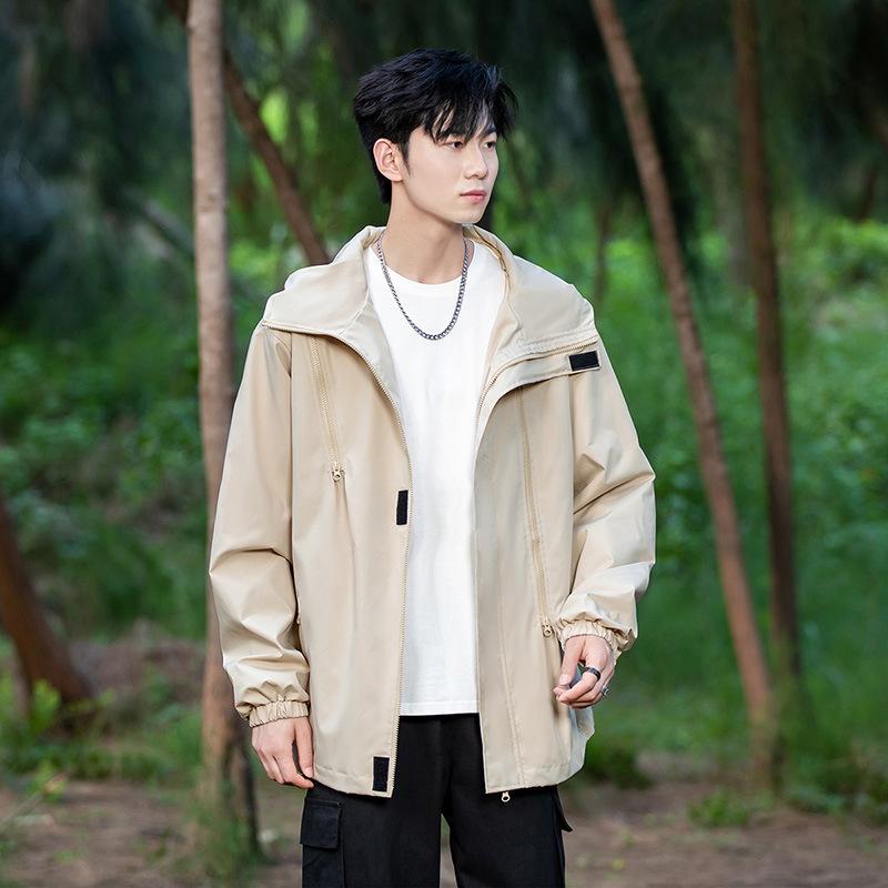 

Jacket Men s Autumn New Hooded Windproof and Waterproof Multi-zipper Jacket Couple Fashion Outdoor Casual Top M